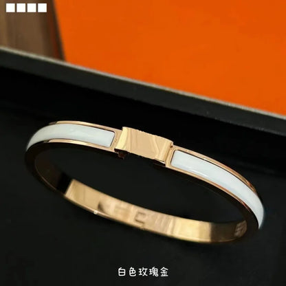 Luxury Fashion Stainless Steel Enamel Bracelet, Fashionable, Women's Festival Luxury, Colorful Jewelry Access 2025 Fashion WHITE