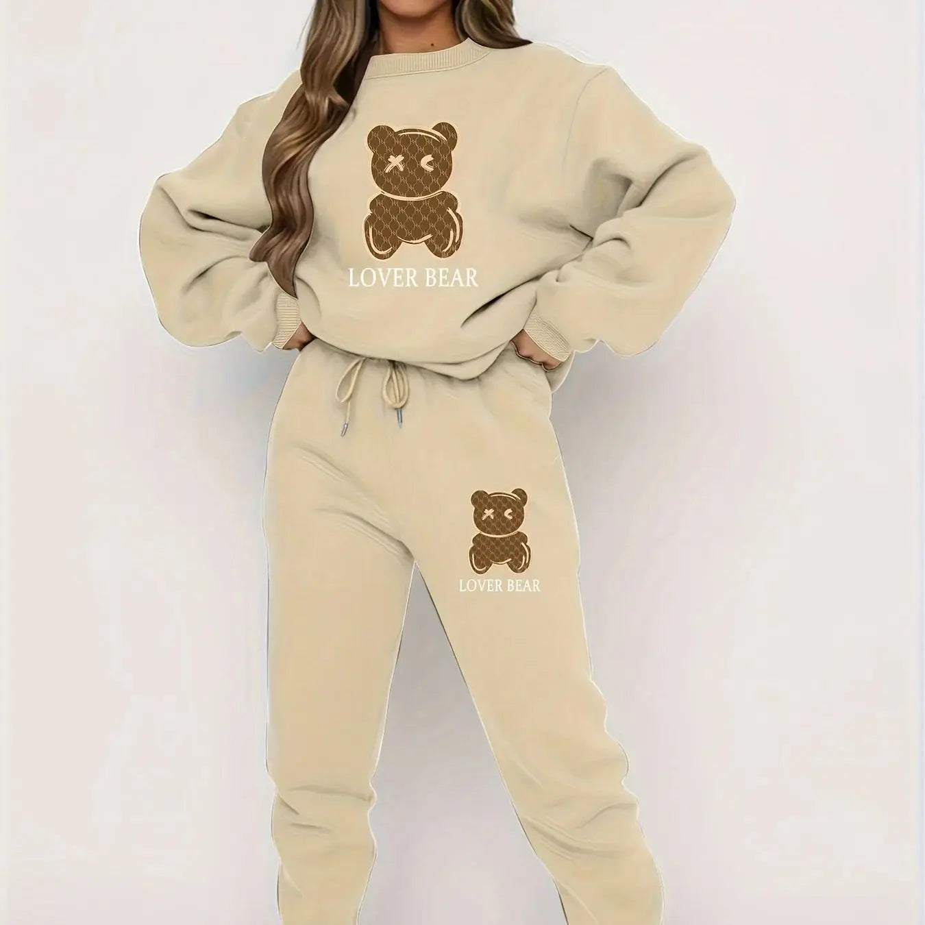 Autumn Winter Black Sweater Set Women's Loose Fit High Street Unisex style Streetwear Sweatshirts Hoodie Loose Casual Clothing SweaterSETBG