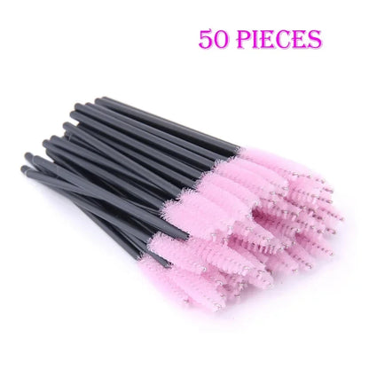 50pcs Grafted eyelashes Single color disposable eyelash brush Spiral eye Makeup Eyelash curler makeup brush cosmetic tools C510-pink 50pcs