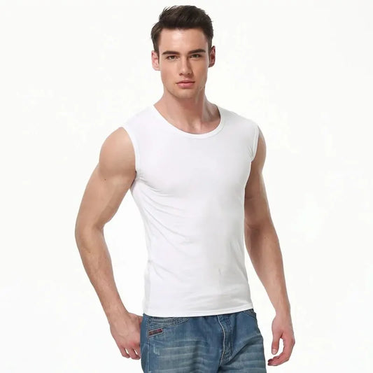 3/1 Pack Men's Cotton Sleeveless Vest Young Men's Wide Shoulder Sports Fitness Slim Top Solid Color Joker Tight Vest Parent-chil 03baise