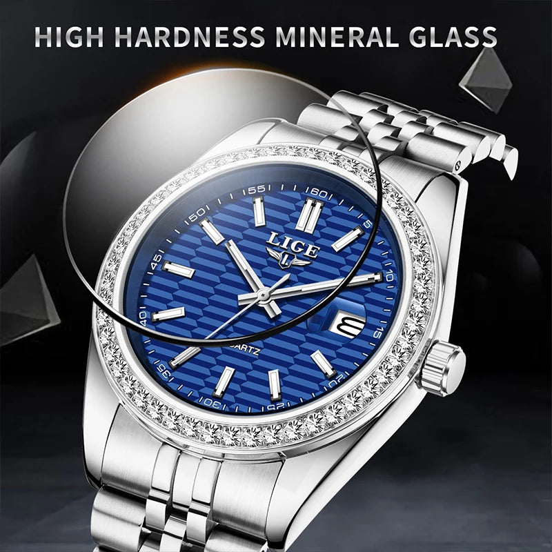 Relogio LIGE Women's Watch Luxury Fashion Quartz Ladies clock Stainless Steel Waterproof Calendar Watch for Women montre femme