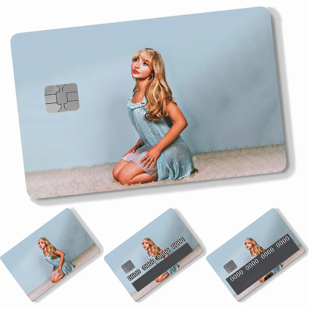 Singer S-Sabrina C-Carpenter Card Stickers 4pcs PVC Credit Card Skin Stickers Removable Self-adhesive Protective Film Badiee Stylez