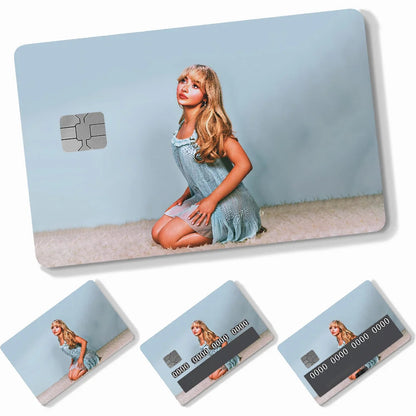 Singer S-Sabrina C-Carpenter Card Stickers 4pcs PVC Credit Card Skin Stickers Removable Self-adhesive Protective Film Badiee Stylez