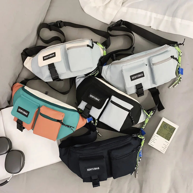 Women Waist Bag Casual Nylon Fanny Packs Banana Bags Street Hip Hop Waist Packs Unisex Chest Pack Travel Shoulder Crossbody Bags