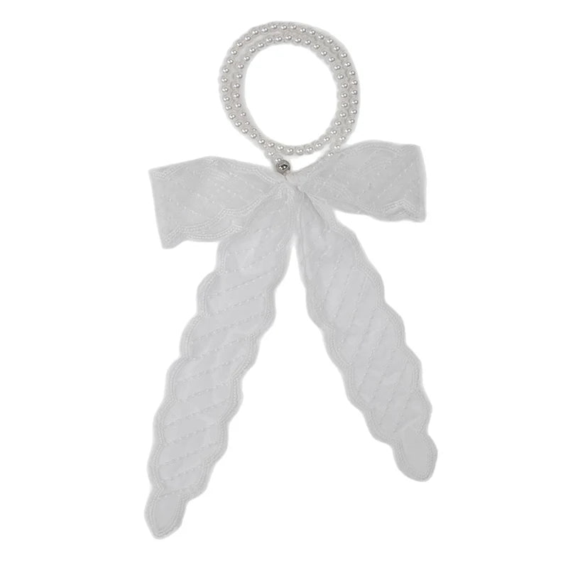 High-Quality Retro Silk Scarf Featuring Lace; Versatile Long Streamer Headband