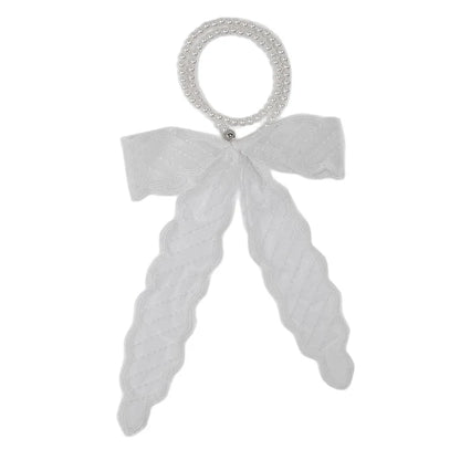 High-Quality Retro Silk Scarf Featuring Lace; Versatile Long Streamer Headband