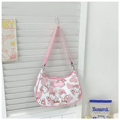 Miniso Hello Kitty Underarm Bag for Women Y2K Sanrio Kuromi Mymelody Messenger Tote Bag Cute Girls Shoulder Bag Purses Handbag