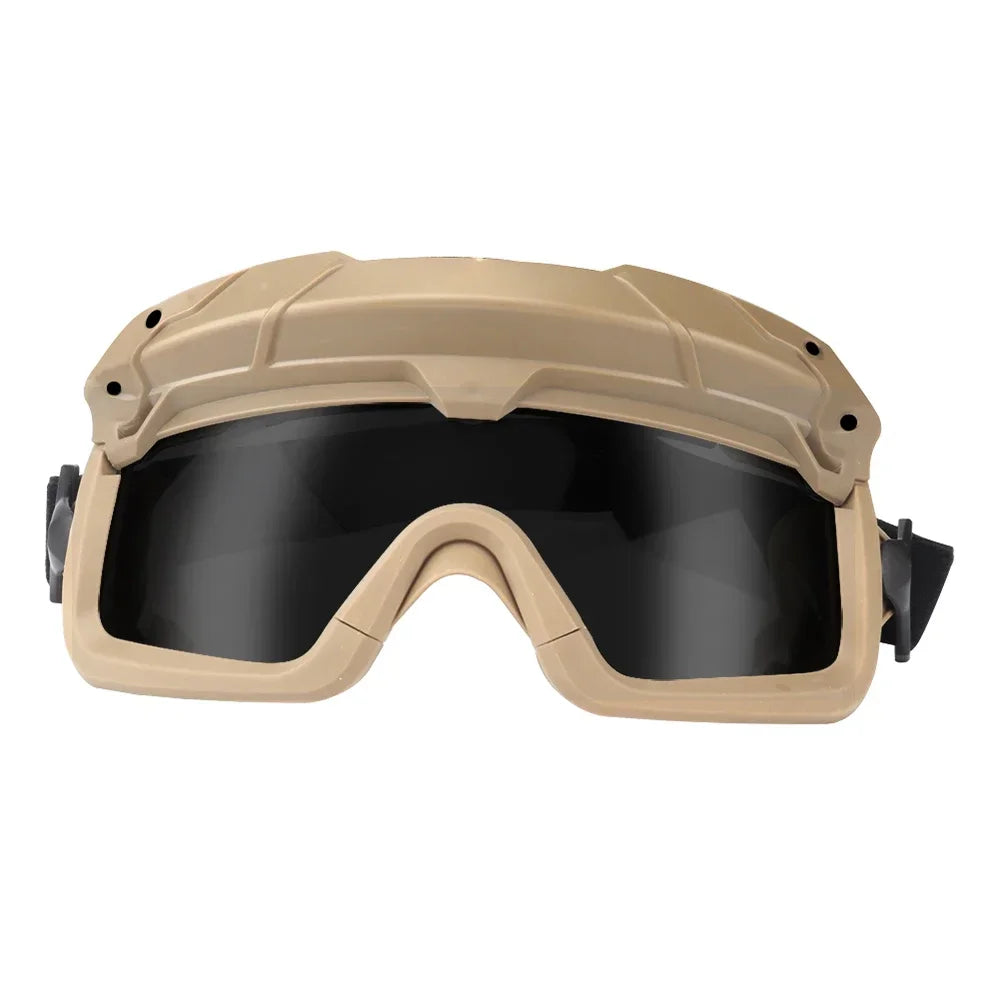 Sports Sunglasses for Men Women 2 Modes Airsoft Goggles Riding Eye Protection for Hiking Paintball Hunting Gear Tan with black lens