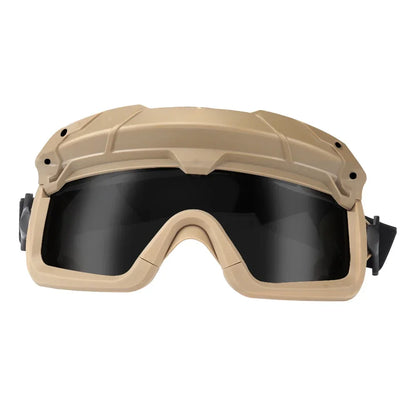 Sports Sunglasses for Men Women 2 Modes Airsoft Goggles Riding Eye Protection for Hiking Paintball Hunting Gear Tan with black lens