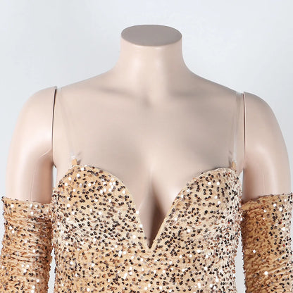 Women's Elegant Sequined Feather Slim Patchwork Bodysuits Spring Summer New Sexy Bodysuits Women Long Sleeve Backless Bodysuits