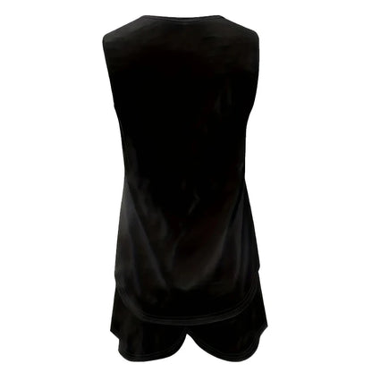 Women's Casual Fashion Set with Suspender Sleeveless Solid Color Top and Pants Set Summer Comfortable Clothing