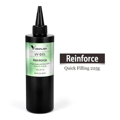 Venalisa Long Wear Tempered Top Coat Reinforce Gel Refill Package Soak Off UVLED Nail Gel Polish Big Volume 225g/30ml Base Gel 824s2 reinforce 225g