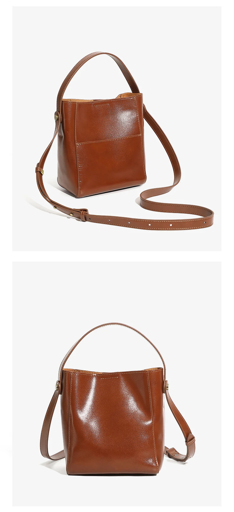 Toptrends Korean Style Bucket Genuine Leather Shoulder Bags For Women 2025 Luxury Designer Crossbody Purses Tote Ladies Handbags