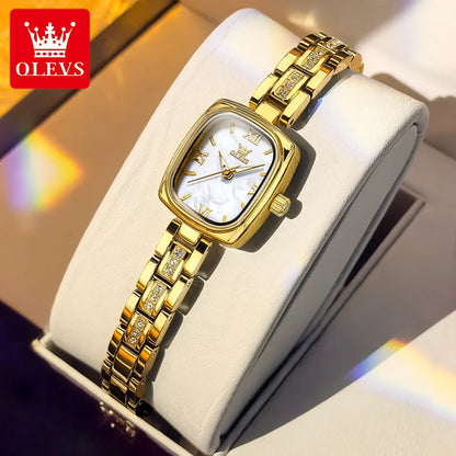 OLEVS 3695 Women Watches Tonneau Quartz Watch Waterproof Luminous Ladies Watch For Woman Luxury Fashion Original Elegant New Gold White CHINA Yes