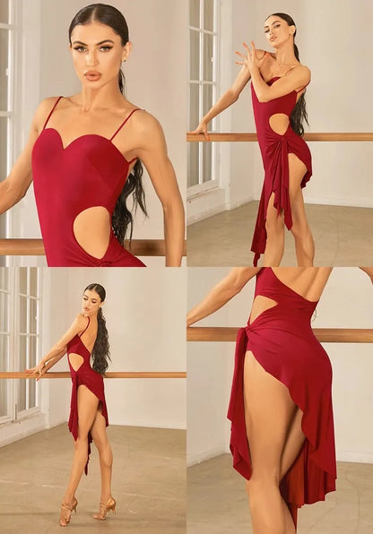 Adult LatinDance Performance DressWomen's Sexy Outdoor Banquet Hall PartyTassel Dress Sports PracticeWearingRed BallEveningDress Badiee Stylez