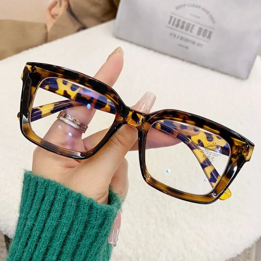 2024 Oversized Square Glasses Anti Blue Light Glasses Large Frame Myopia Glasses Flat Light Glasses Transparent Eyeglasses Badiee Stylez