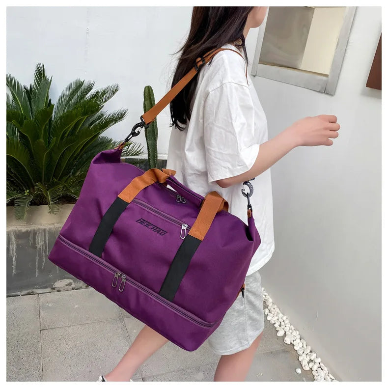 Large Capacity Travel Gym Bag Short-distance Luggage Portable Fitness Bags Shoulder Crossbody Handbags Men's Sports Waterproof B