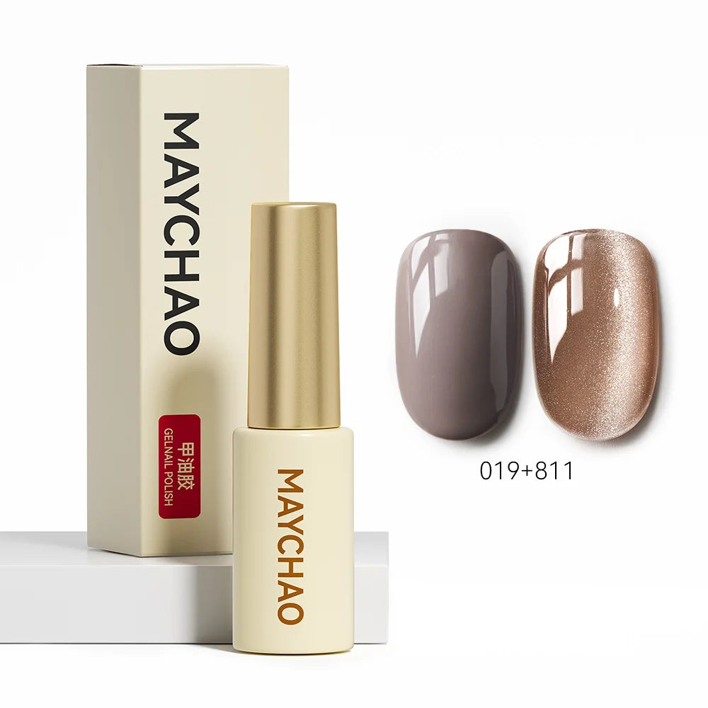 MAYCHAO 5ML Gel Nail Polish 9D Laser Diamond Glitter Cat Eye Gel Semi-Permanent Soak Off UV LED Gel Nail Manicure Tools Nail Art 019And811