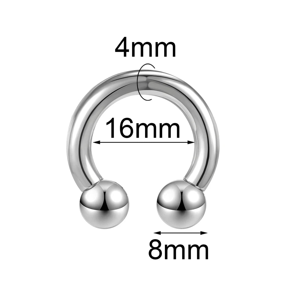 ASTM F136 Titanium PIERC Hinged Segment Hoop Earrings Large size Nose Rings 10G-6G 2.5mm-4mm Seamless Labret Lip Body Piercing 4.0x16x8x8mm
