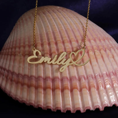 Custom Love Heart Name Necklace Personalized Letter Gold Pendant Stainless Steel Jewelry Fashion Trend Birthday Gift For Her Badiee Stylez