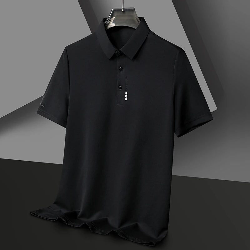 Men's Polo Shirt - Breathable & Comfortable Solid Color Top for Casual Business Style
