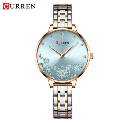 CURREN Brand Fashion Women Watches Stainless Steel Ultra Thin Quartz Watch Woman Romantic Clock Women's Watches Montre Femme blue