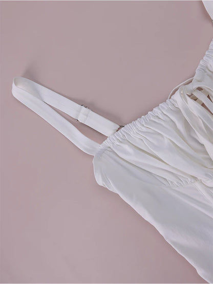 NewAsia Fashion Solid Mini Dress Sweet Adjustable Bandage Backless Slim Camis Dresses Elastic Zipper Robe Holiday Style Vestidos