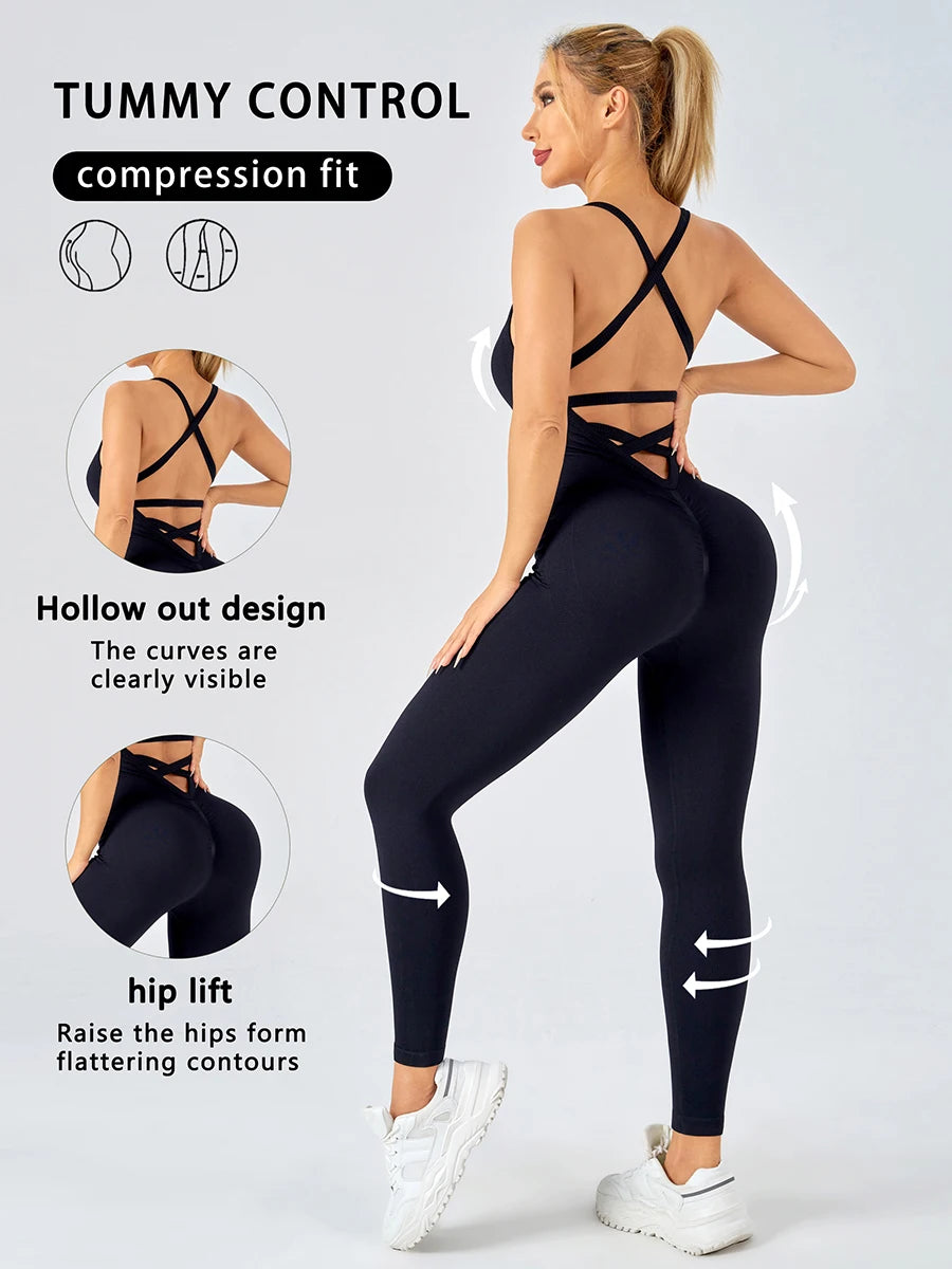 Seamless Sculpting Bodysuit Sportswear Woman Gym Jumpsuits Sport Woman Clothing Yoga Clothes Fitness Women Sports Leggings
