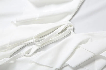 2025 New Autumn Irregular Hem Dress Women Y2K Flare Sleeve V-Neck Bandage Stretch Elegant Birthday Party Chic Hipster Bodycon Badiee Stylez