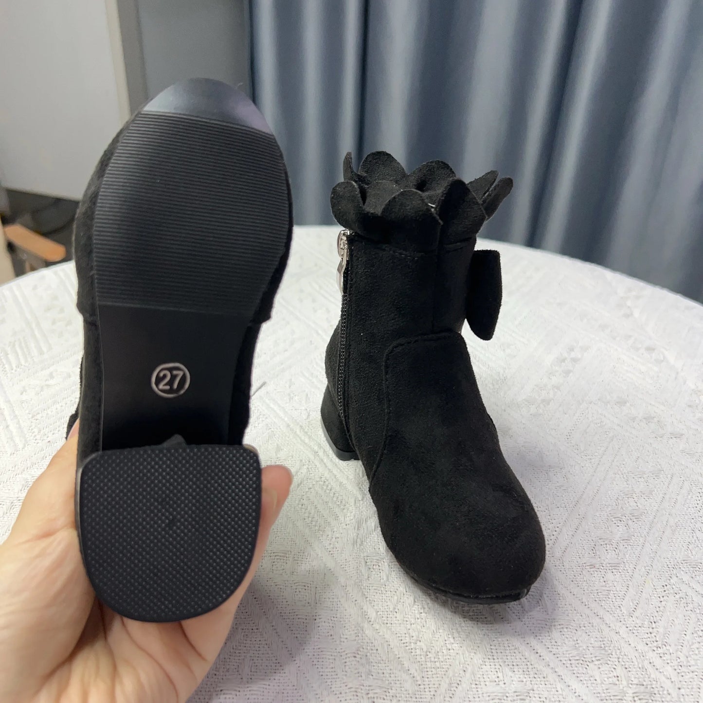 Spring Autumn Bow Girls Fashion Toddler Boots PU Leather Low Heel Kids Princess Boots Party Zip Children Ankle Baby Girl Shoes