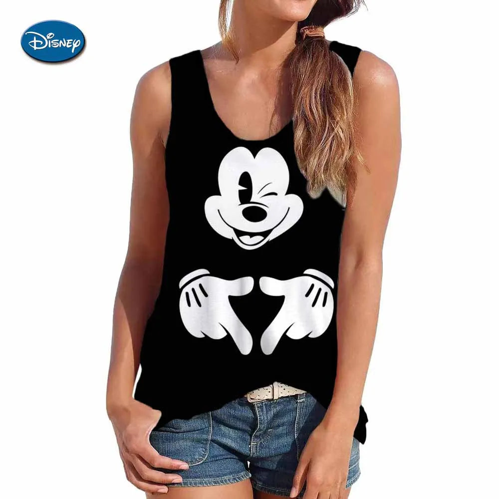 2024 New Style vest For Women Disney Mickey Mouse Print Female Oversized vest top Summer Women Clothing Sleeveless Fashion BXZ8DA0103
