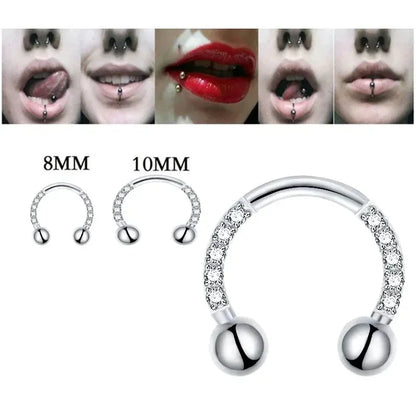 G23 Titanium CZ Paved Horseshoe Ball Piercing Nose Septum Ear Cartilage Tragus Earring Lip Nipple Eyebrow Rings PIERC Jewelry