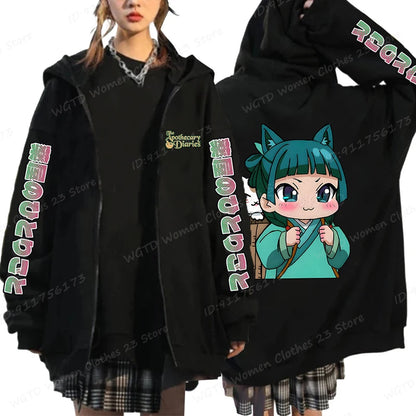 Funny The Apothecary Diaries Print Hoodies Men Women Casual Harajuku Zipper Hooded Pullovers Coat Anime Streetwear Sweatshirt BK4