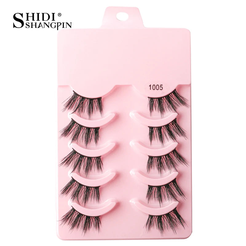 SHIDISHANGPIN 5/10Pairs False Lashes Cat Eye Eyelashes Eyelash Extension 3D Mink Half Lashes Natural Makeup faux Cils maquiagem 5 Pairs 1005