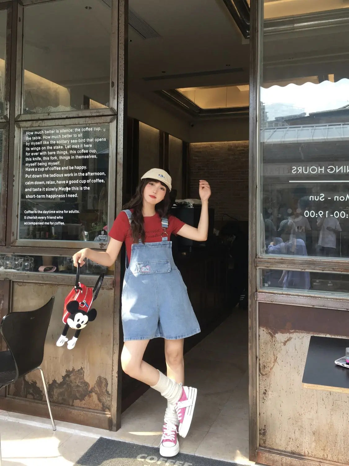 Denim Jumpsuit Rabbit Ears Cute Girl Chic Wide Legs High Waist Loose Korean Japan High Street Solid Jump Suits Women