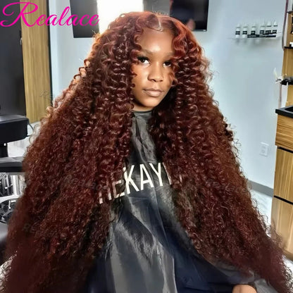 13X4 Chocolate Brown Curly Lace Front Wigs Colored 100% Human Hair Wigs Pre Plucked Deep Wave 13X6 Hd Lace Frontal Brazilian Wig Badiee Stylez