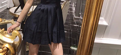 Hebe Sle Retro Collar Little Bla Dr Women Sweet And Spicy Waist Cinching Summer ort Sve High Waist A-Line Dr