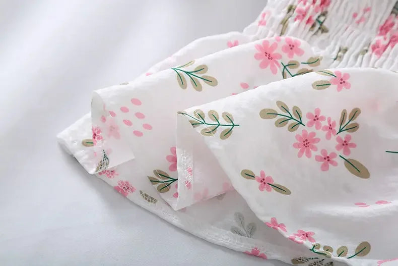 Sweet Broken Flower Slash Neck Women Blouse Agaric Edge Pleat Design Slim Elastic Waist Cropped Top Cute Chiffon T-shirt Summer