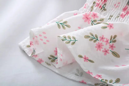 Sweet Broken Flower Slash Neck Women Blouse Agaric Edge Pleat Design Slim Elastic Waist Cropped Top Cute Chiffon T-shirt Summer