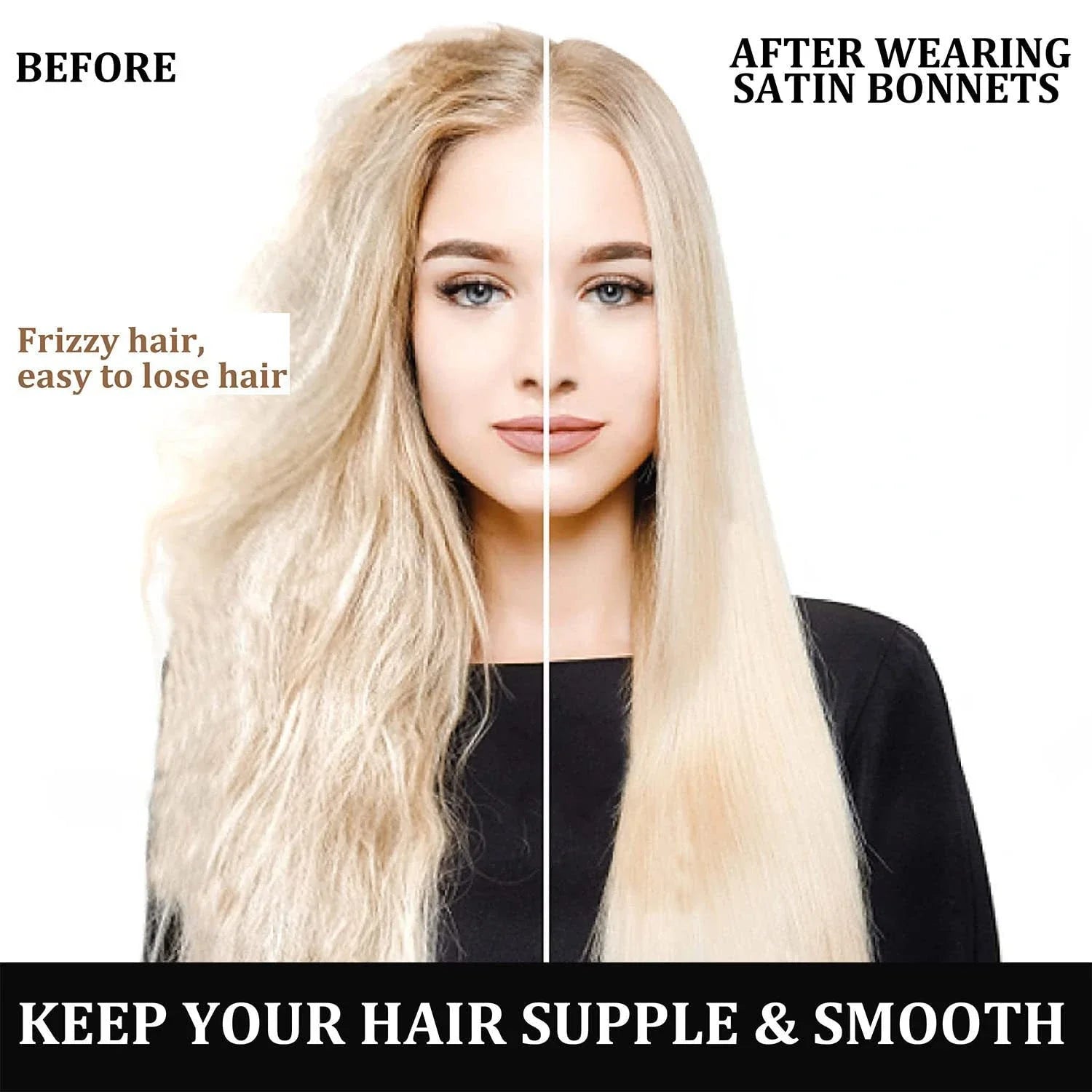 Women Satin Bonnet Hair Bonnet for Sleeping Hair Care Silk Bonnets Solid Wide-brimmed Sleeping Hat with Elastic Soft Band Badiee Stylez