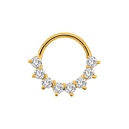 Flower Moon Heart Waterdrop Septum Piercing Daith Conch Tragus Hoop Earring Clicker Segment Nose Ring 316L Surgical Steel 16G H-Gold Color