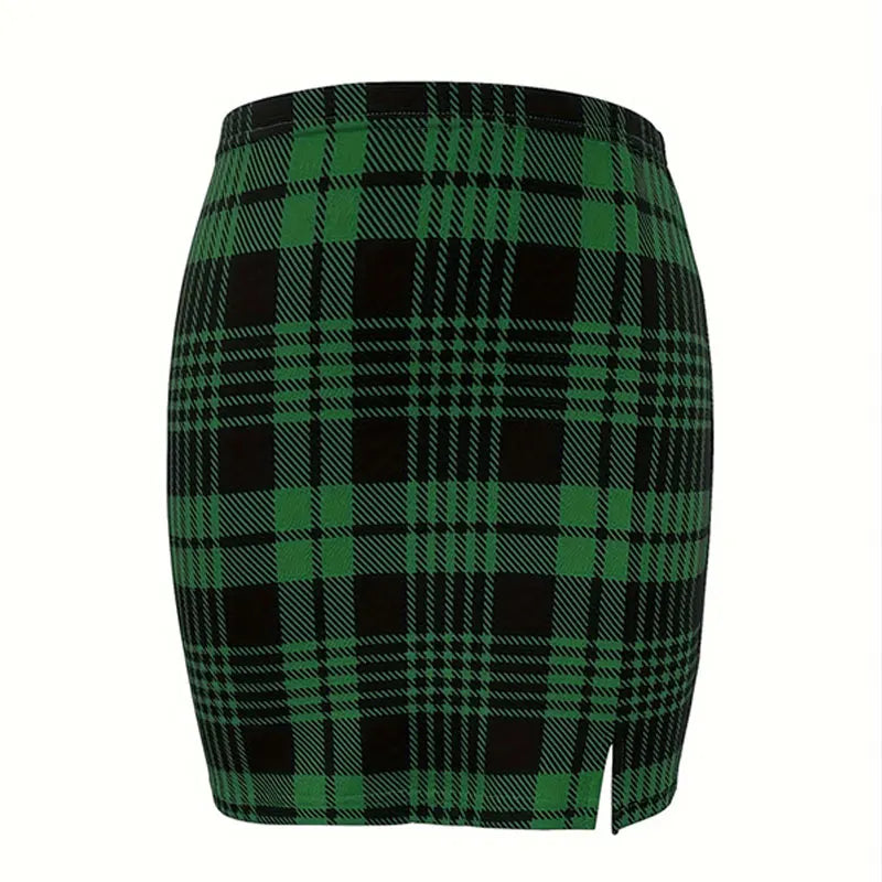 Plaid Skirt Sexy Micro Skirt Offiece Lady Red Green Elegant Pencil Mini Skirts Streetwear High Waist Lady Short Skirt for Women PH2306031-2