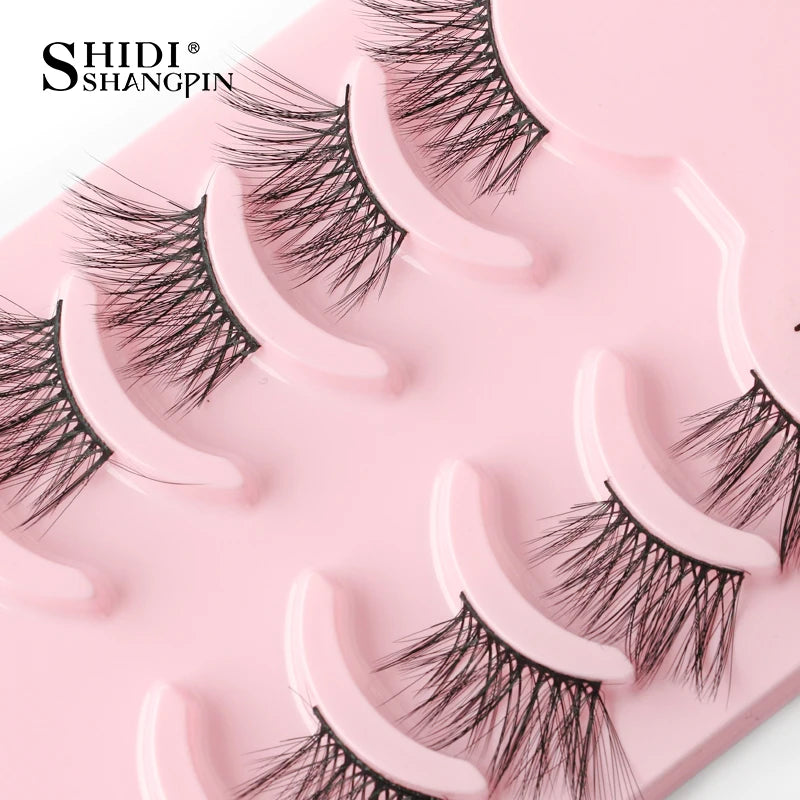 SHIDISHANGPIN 5/10Pairs False Lashes Cat Eye Eyelashes Eyelash Extension 3D Mink Half Lashes Natural Makeup faux Cils maquiagem