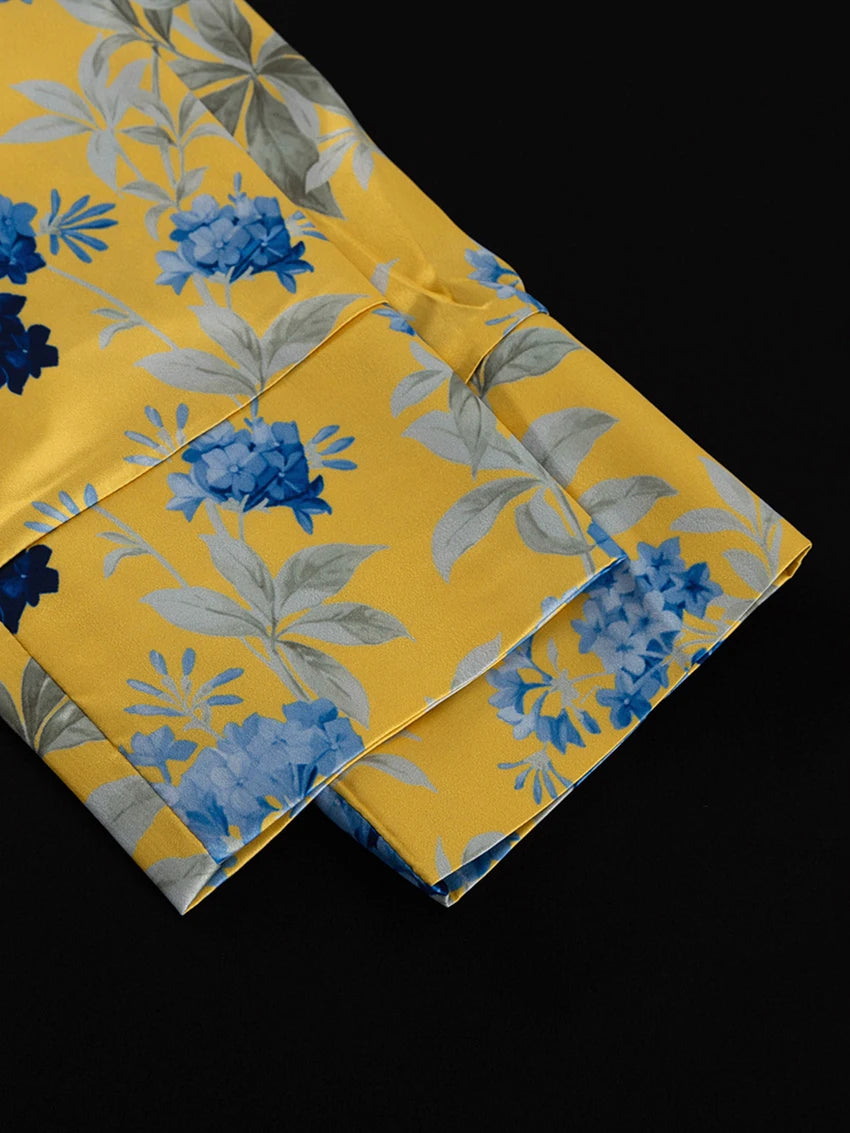 Marthaqiqi Fashion Women Nightwear Suit V-Neck Pajamas Long Sleeve Nightie Lace Up Nightgowns Pants Printing Ladies Pyjamas Set