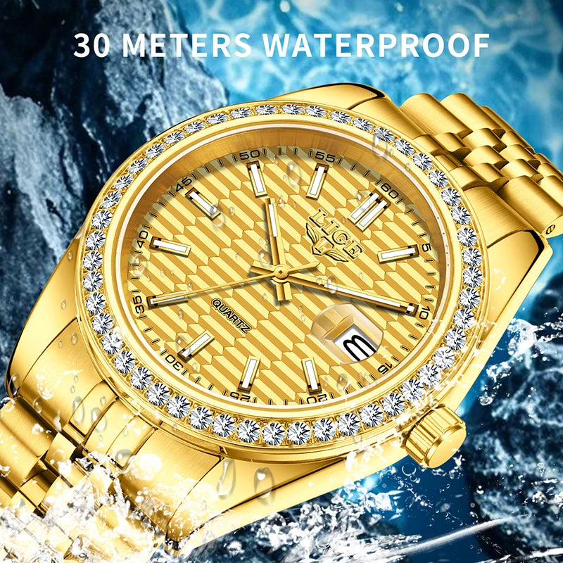 LIGE 2025 NEW Women's Watch Luxury Fashion quartz wristwatch ladies Stainless Steel Waterproof Calendar Watch for Women reloj