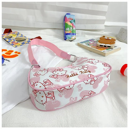 Miniso Hello Kitty Underarm Bag for Women Y2K Sanrio Kuromi Mymelody Messenger Tote Bag Cute Girls Shoulder Bag Purses Handbag