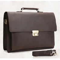 High Quality Genuine Leather Men Briefcase Business bag Crazy Horse Leather Large 17"inch Laptop Bag male Portfolio Office Case