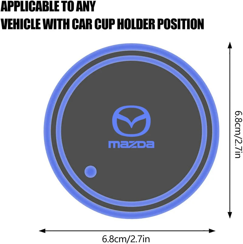 2PCS Car LED Water Cup Mat Drink Holder For Mazda MS Speed CX4 Atenza Axela MX5 CX7 CX5 CX9 RX8 CX30 Bt50 Badiee Stylez