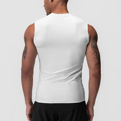 Men's Running Compression Vest Gym Clothing Sports Fitness Tank Tops Quick Dry Workout Sportswear O Neck Tight Sleeveless Shirt