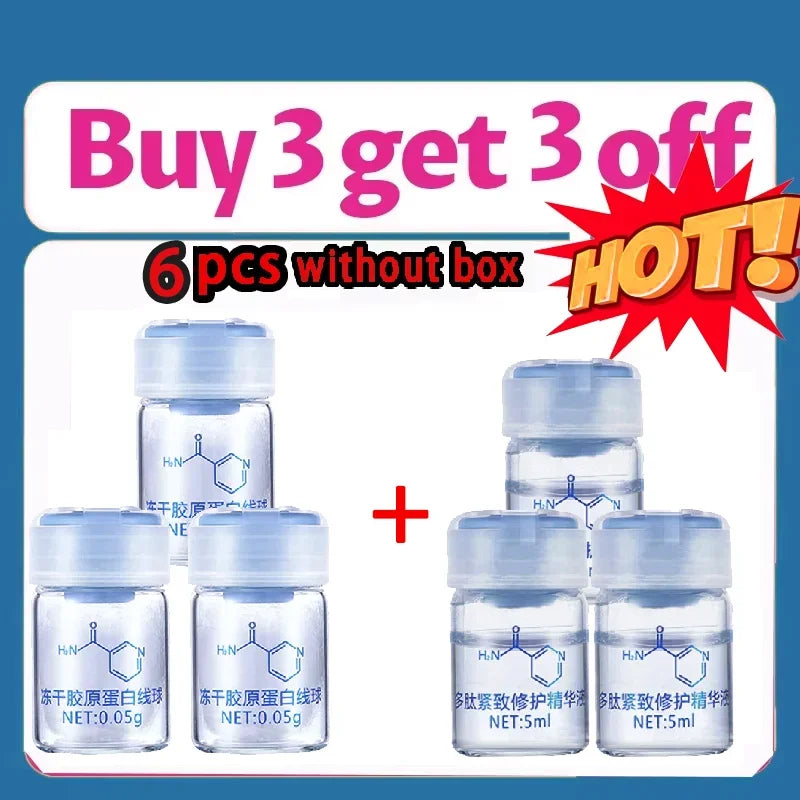 Korea Facial Hydrolyzed Silk Protein Collagen Thread Ball Serum Moisturiz Hydration Lifting Firm Fine lines Essence SkinCare 6bottle(without box)